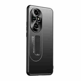 For Honor 200 Pro Frosted Metal Hybrid TPU Holder Phone Case(Black)