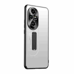 For Honor 200 Frosted Metal Hybrid TPU Holder Phone Case(Silver)