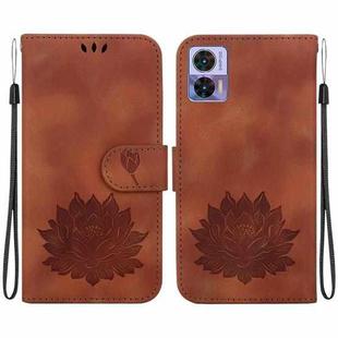 For Motorola Edge 30 Neo /  Edge 30 Lite Lotus Embossed Leather Phone Case(Brown)