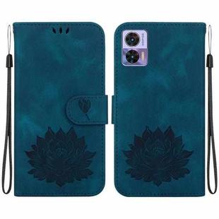 For Motorola Edge 30 Neo /  Edge 30 Lite Lotus Embossed Leather Phone Case(Dark Blue)