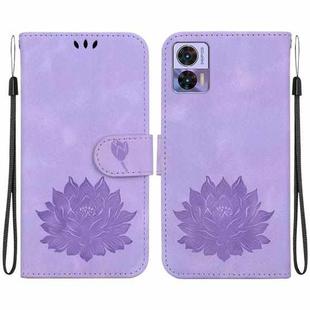 For Motorola Edge 30 Neo /  Edge 30 Lite Lotus Embossed Leather Phone Case(Purple)