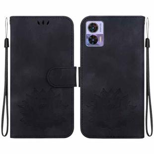 For Motorola Edge 30 Neo /  Edge 30 Lite Lotus Embossed Leather Phone Case(Black)