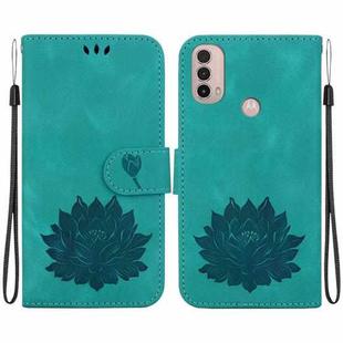 For Motorola Moto E20 / E30 / E40 Lotus Embossed Leather Phone Case(Green)