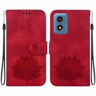 For Motorola Moto G Play 4G 2024 Lotus Embossed Leather Phone Case(Red)