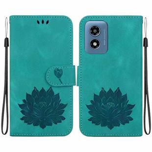 For Motorola Moto G Play 4G 2024 Lotus Embossed Leather Phone Case(Green)
