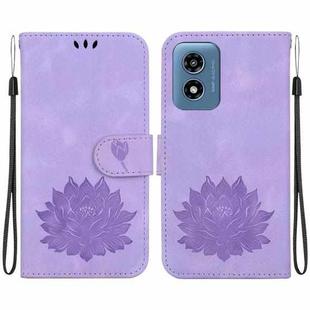 For Motorola Moto G Play 4G 2024 Lotus Embossed Leather Phone Case(Purple)