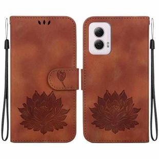 For Motorola Moto G Power 5G 2024 Lotus Embossed Leather Phone Case(Brown)