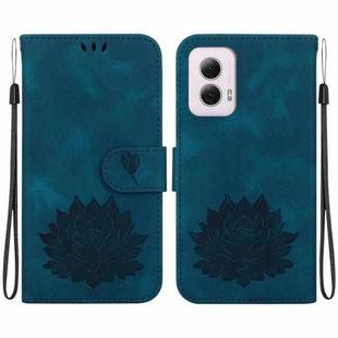 For Motorola Moto G Power 5G 2024 Lotus Embossed Leather Phone Case(Dark Blue)