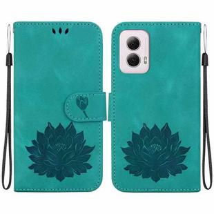 For Motorola Moto G Power 5G 2024 Lotus Embossed Leather Phone Case(Green)