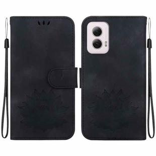 For Motorola Moto G Power 5G 2024 Lotus Embossed Leather Phone Case(Black)