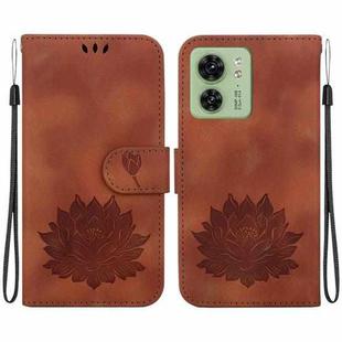 For Motorola Edge 40 Lotus Embossed Leather Phone Case(Brown)