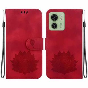 For Motorola Edge 40 Lotus Embossed Leather Phone Case(Red)