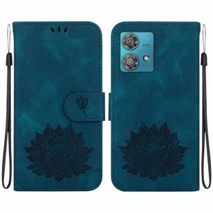 For Motorola Edge 40 Neo Lotus Embossed Leather Phone Case(Dark Blue)