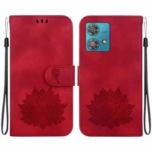 For Motorola Edge 40 Neo Lotus Embossed Leather Phone Case(Red)