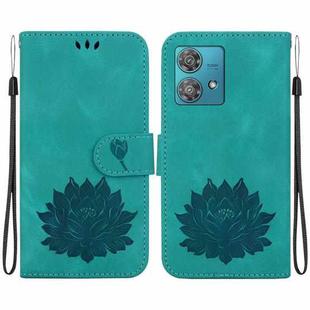 For Motorola Edge 40 Neo Lotus Embossed Leather Phone Case(Green)