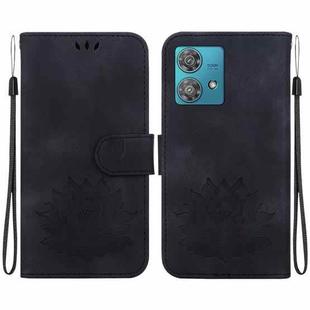 For Motorola Edge 40 Neo Lotus Embossed Leather Phone Case(Black)