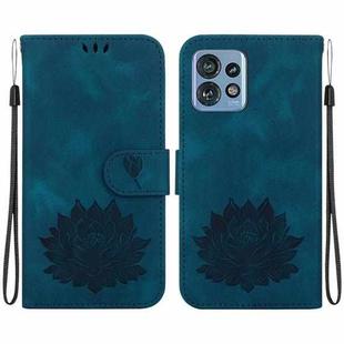 For Motorola Edge 40 Pro Lotus Embossed Leather Phone Case(Dark Blue)