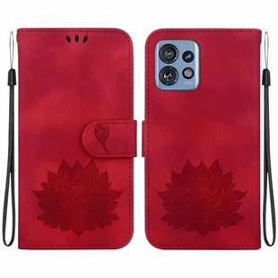 For Motorola Edge 40 Pro Lotus Embossed Leather Phone Case(Red)