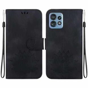 For Motorola Edge 40 Pro Lotus Embossed Leather Phone Case(Black)