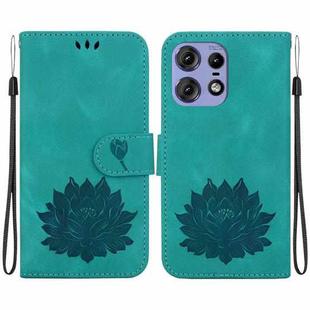 For Motorola Edge 50 Pro Lotus Embossed Leather Phone Case(Green)