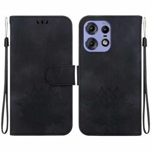 For Motorola Edge 50 Pro Lotus Embossed Leather Phone Case(Black)