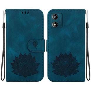 For Motorola Moto E13 Lotus Embossed Leather Phone Case(Dark Blue)