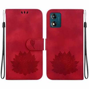 For Motorola Moto E13 Lotus Embossed Leather Phone Case(Red)