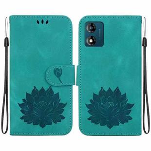 For Motorola Moto E13 Lotus Embossed Leather Phone Case(Green)