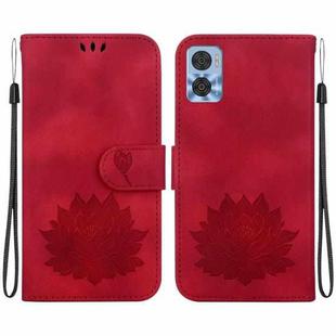 For Motorola Moto E22 / E22i Lotus Embossed Leather Phone Case(Red)