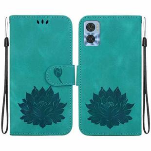 For Motorola Moto E22 / E22i Lotus Embossed Leather Phone Case(Green)