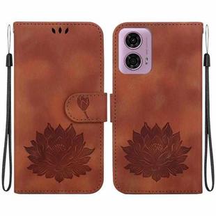 For Motorola Moto G04 / G24 Lotus Embossed Leather Phone Case(Brown)