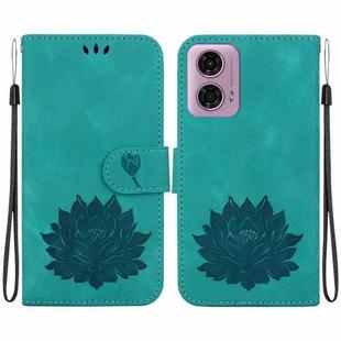 For Motorola Moto G04 / G24 Lotus Embossed Leather Phone Case(Green)