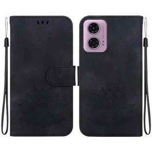 For Motorola Moto G04 / G24 Lotus Embossed Leather Phone Case(Black)