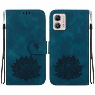 For Motorola Moto G13 / G23 / G53 Lotus Embossed Leather Phone Case(Dark Blue)