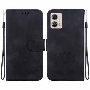 For Motorola Moto G13 / G23 / G53 Lotus Embossed Leather Phone Case(Black)