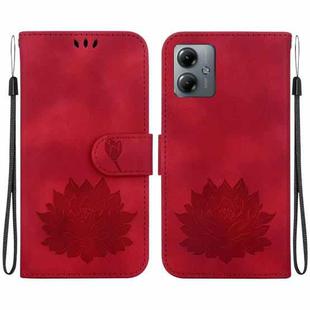 For Motorola Moto G14 Lotus Embossed Leather Phone Case(Red)