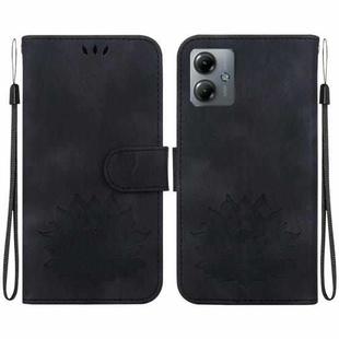 For Motorola Moto G14 Lotus Embossed Leather Phone Case(Black)