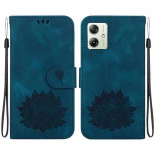 For Motorola Moto G54 Lotus Embossed Leather Phone Case(Dark Blue)