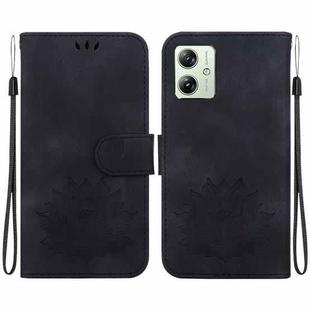 For Motorola Moto G54 Lotus Embossed Leather Phone Case(Black)