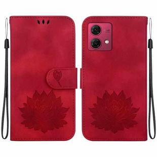 For Motorola Moto G84 Lotus Embossed Leather Phone Case(Red)