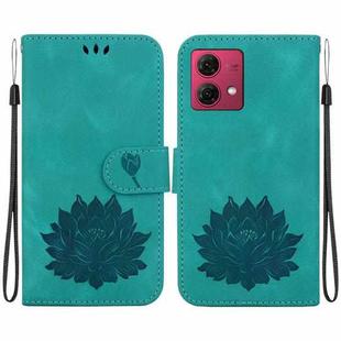 For Motorola Moto G84 Lotus Embossed Leather Phone Case(Green)