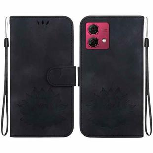 For Motorola Moto G84 Lotus Embossed Leather Phone Case(Black)