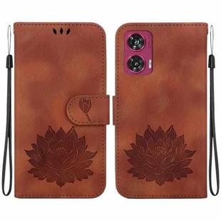 For Motorola Edge 50 Fusion Lotus Embossed Leather Phone Case(Brown)