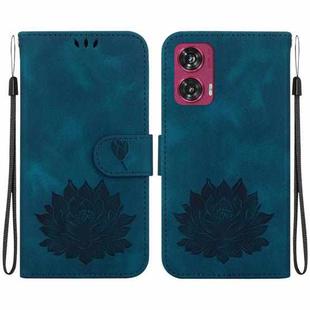 For Motorola Edge 50 Fusion Lotus Embossed Leather Phone Case(Dark Blue)