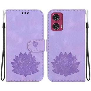 For Motorola Edge 50 Fusion Lotus Embossed Leather Phone Case(Purple)