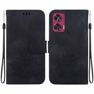 For Motorola Edge 50 Fusion Lotus Embossed Leather Phone Case(Black)