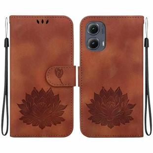 For Motorola Edge 2024 Lotus Embossed Leather Phone Case(Brown)