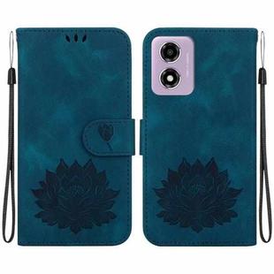 For Motorola Moto G04s / Moto E14 Lotus Embossed Leather Phone Case(Dark Blue)