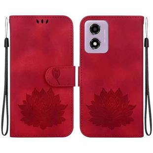 For Motorola Moto G04s / Moto E14 Lotus Embossed Leather Phone Case(Red)