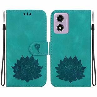 For Motorola Moto G04s / Moto E14 Lotus Embossed Leather Phone Case(Green)